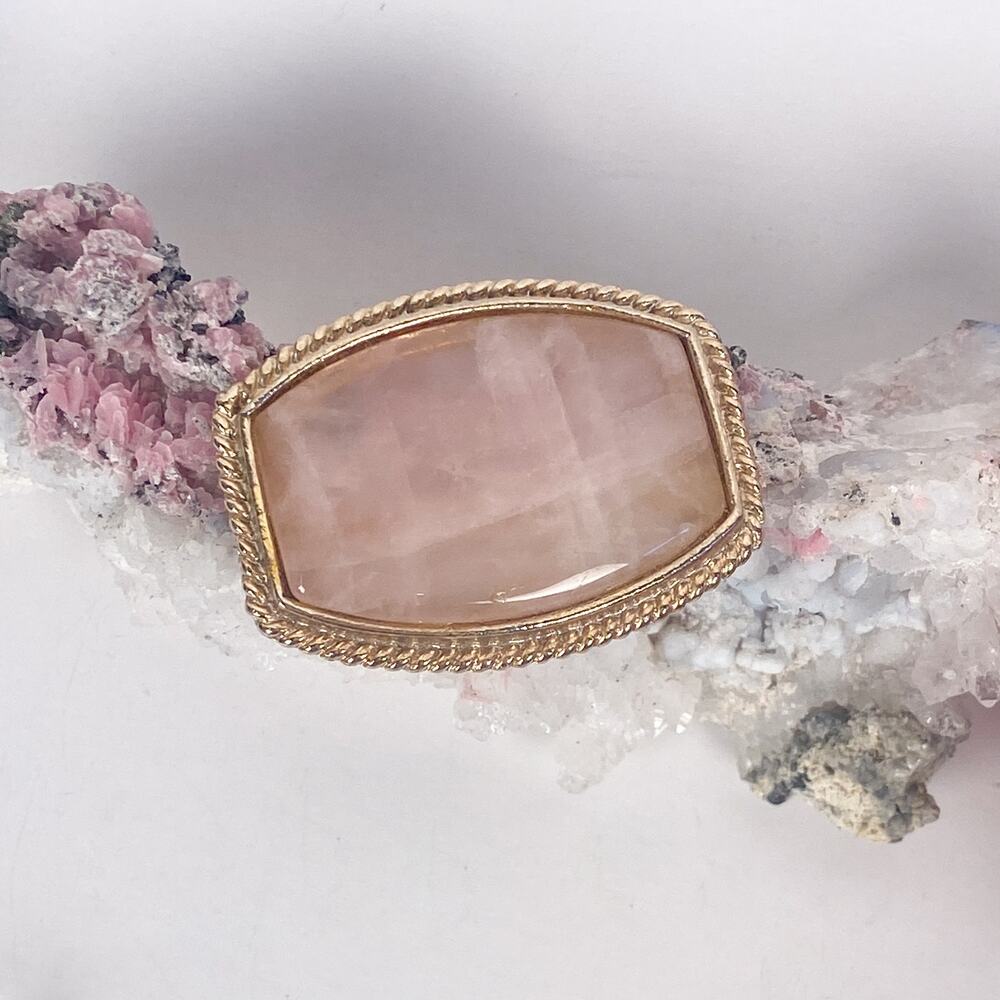 Pink Gemstone Gold Tone Brooch - Picture 2 of 5